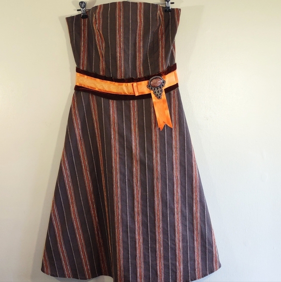 Eva Franco Anthropologie Strapless Dress Embroidered Evening Coquette Size 8 - Picture 6 of 10